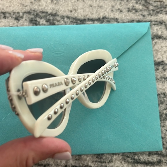 Prada White Studded Cat-Eye Sunglasses - Picture 3 of 5